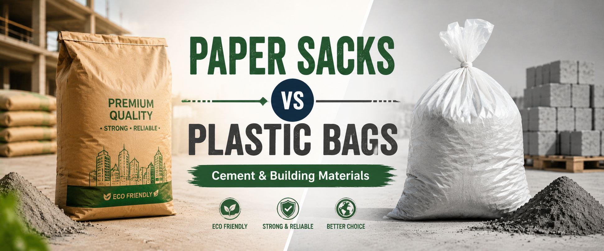 Paper sacks vs plastic bags for cement and building materials