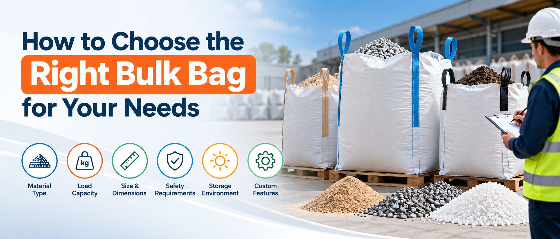 How to choose the right bulk bag based on material type, load capacity, size, safety requirements, storage environment and custom features.