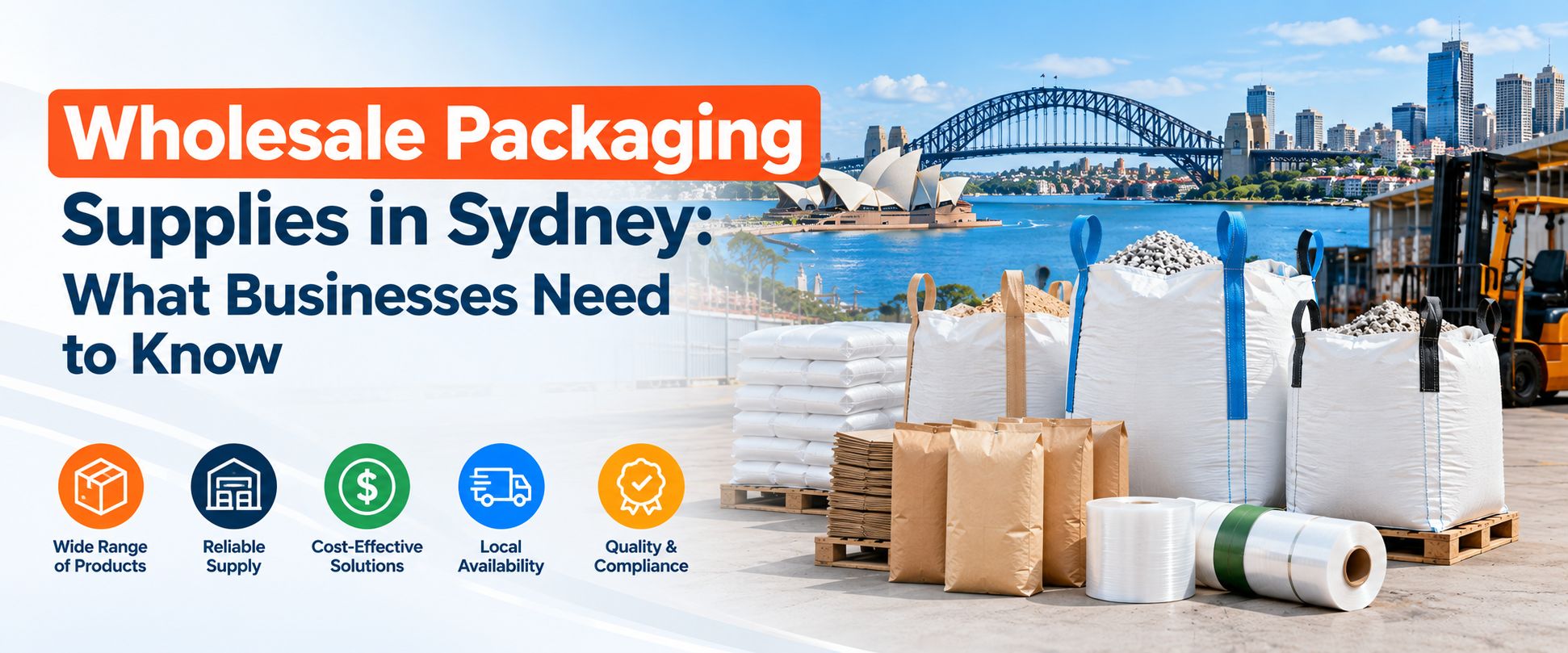 Wholesale packaging supplies in Sydney including bulk bags, paper bags and industrial packaging solutions for businesses.